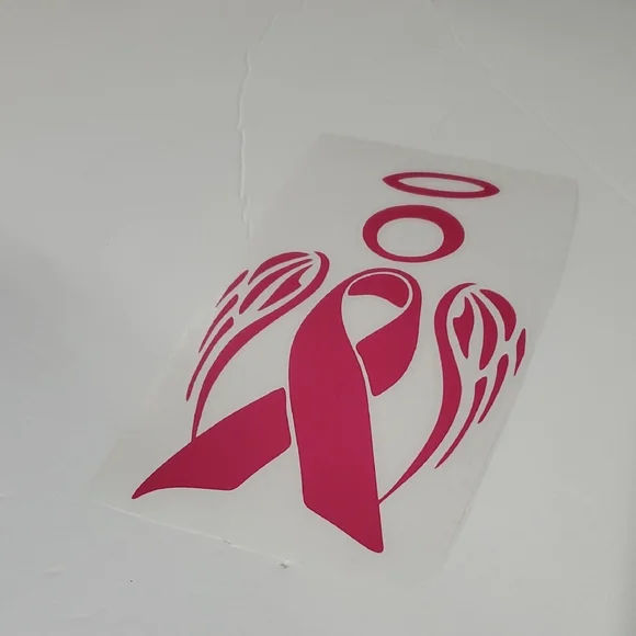 Pink Angel Ribbon Sticker - Picture 1 of 2